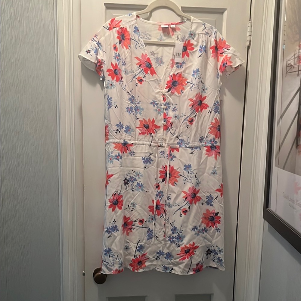 GAP Floral Dress - White, Red, Blue